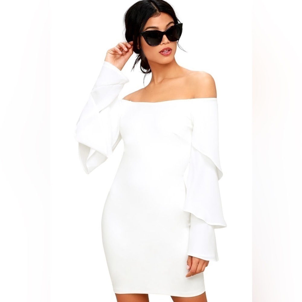 Lulus Mon Cherie Off The Shoulder Dress Size XL White